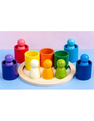 Rainbow People Balancing Blocks