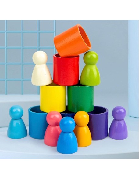 Rainbow People Balancing Blocks