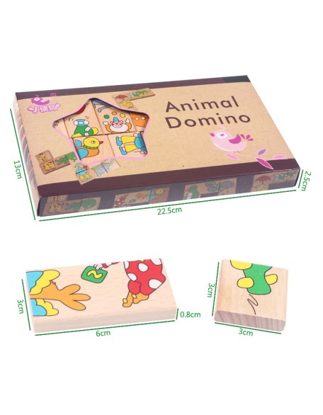 Wooden children's animal cognitive solon domino 15 building blocks puzzle baby early education educational toys wholesale