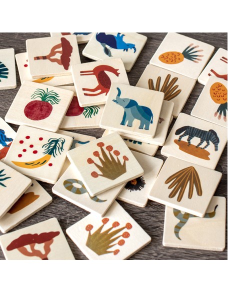 Wooden Montessori early education children animal card game 