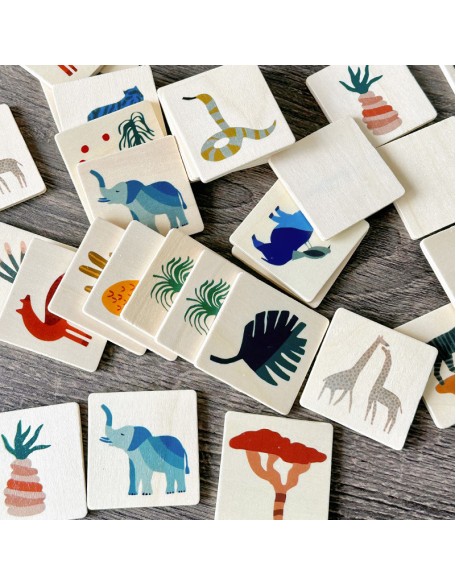 Wooden Montessori early education children animal card game 