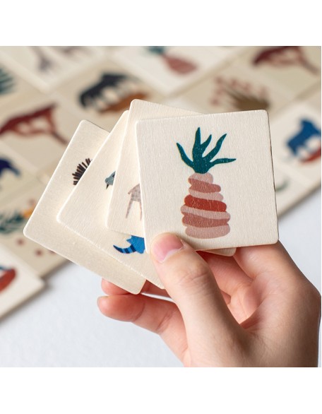 Wooden Montessori early education children animal card game 