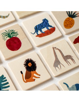 Wooden Montessori early education children animal card game 