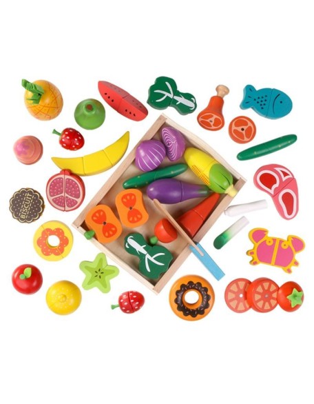 Magnetized Wooden Cutting Food Sets