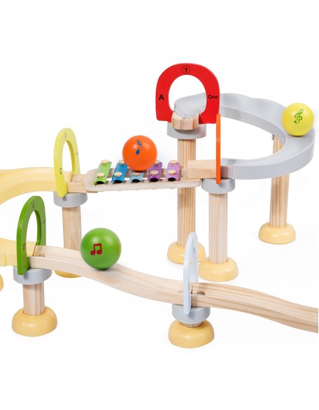 Children's wooden track ball game big building blocks